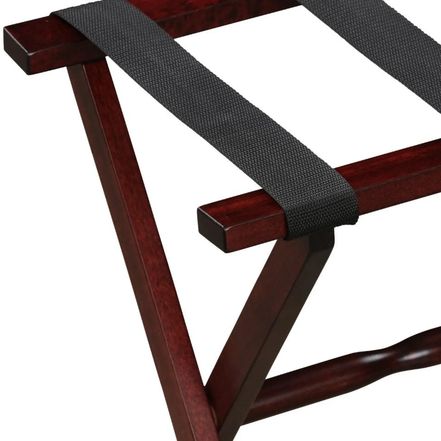 Gatehouse Furniture Luggage Rack - Straight Wood Leg with 4 Nylon Straps