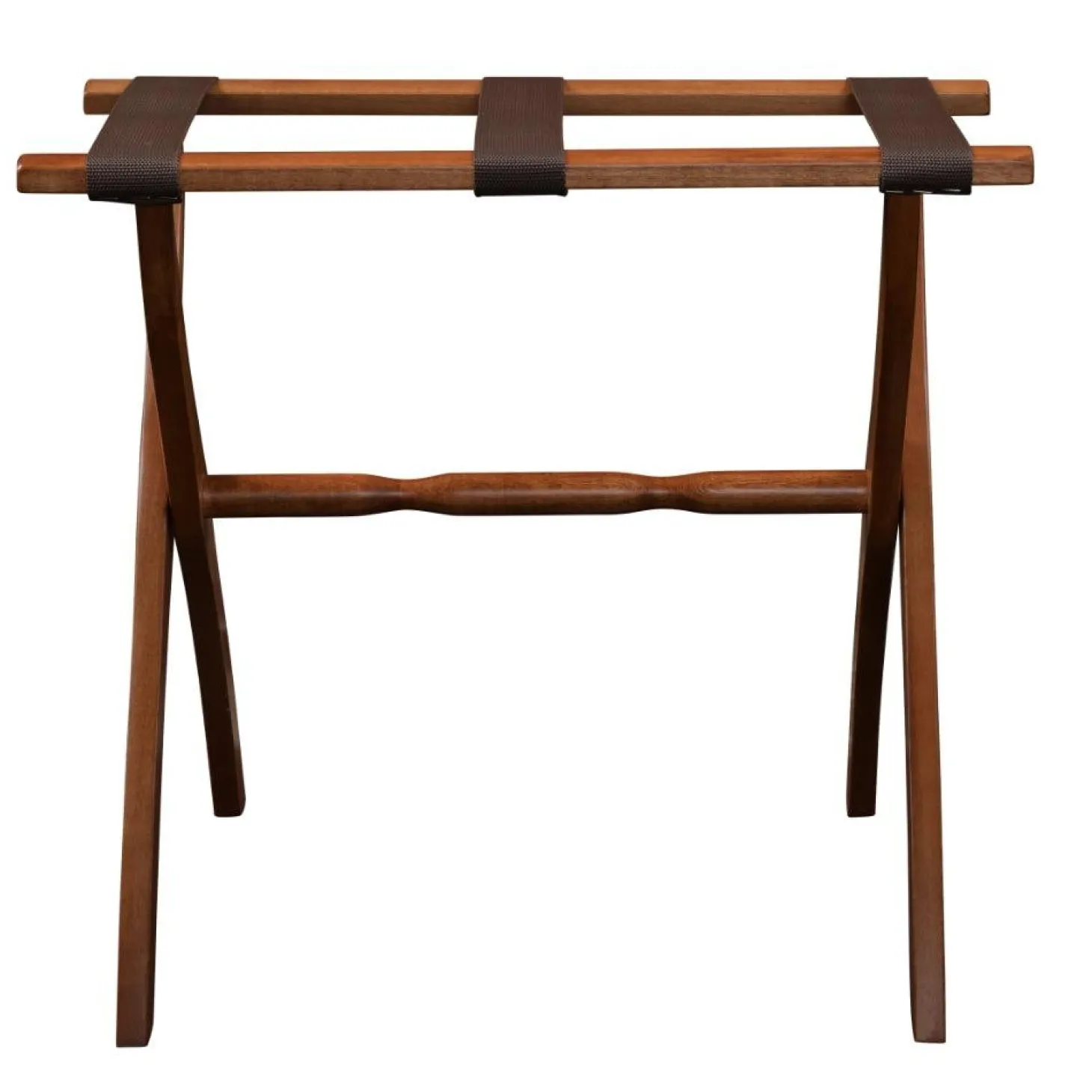 Gatehouse Furniture Luggage Rack - Contour Wood Leg with 3 Nylon Straps