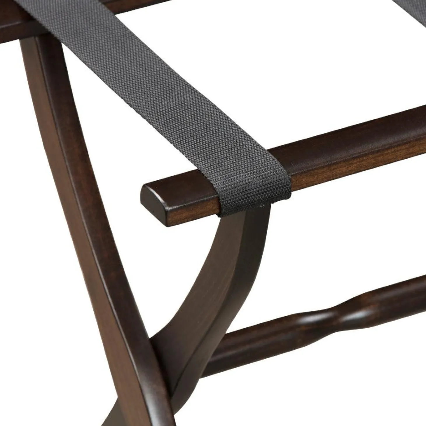 Gatehouse Furniture Luggage Rack - Contour Wood Leg with 3 Nylon Straps