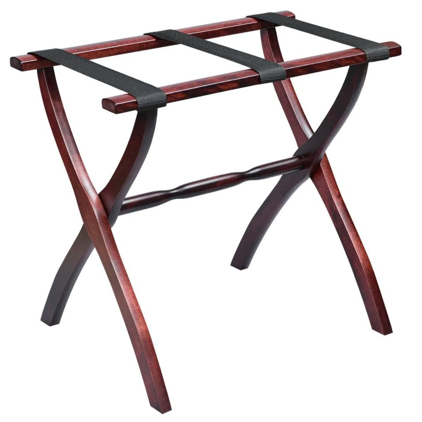 Gatehouse Furniture Luggage Rack - Contour Wood Leg with 3 Nylon Straps