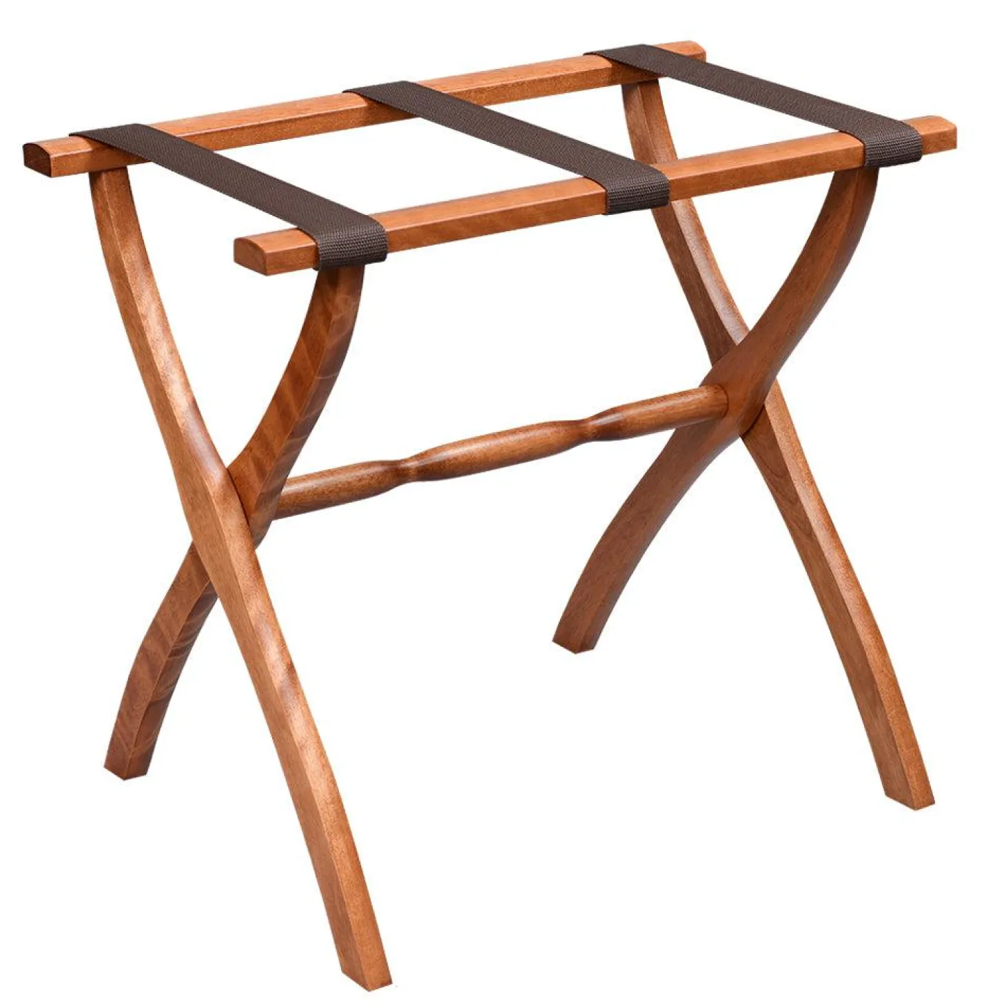 Gatehouse Furniture Luggage Rack - Contour Wood Leg with 3 Nylon Straps