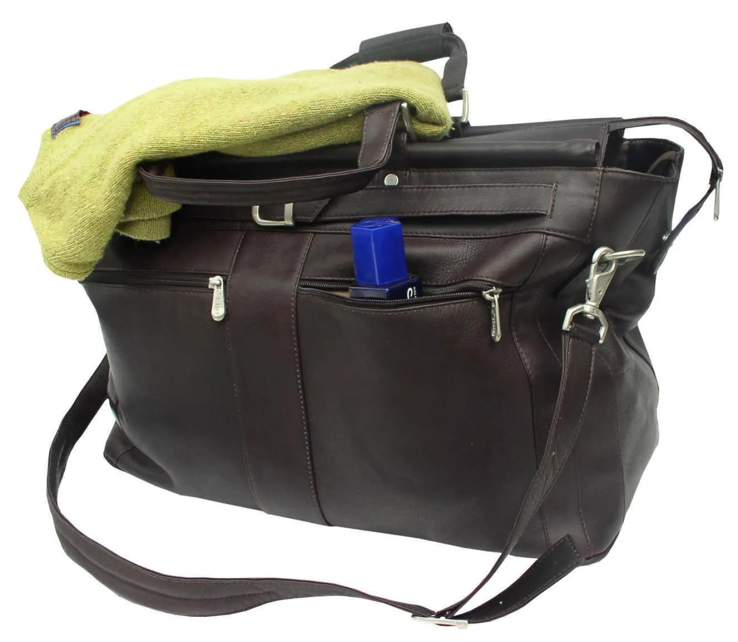 Piel Leather Carpet Bag with Pockets