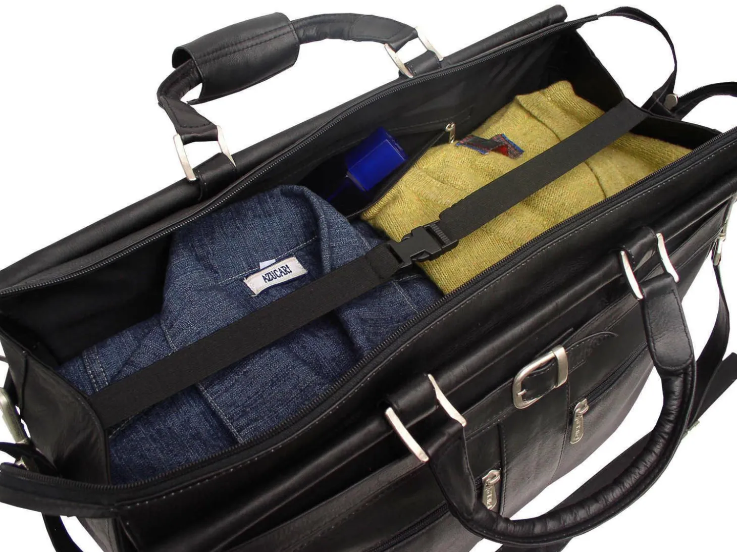 Piel Leather Carpet Bag with Pockets
