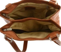 Piel Leather Double Compartment Shoulder Bag