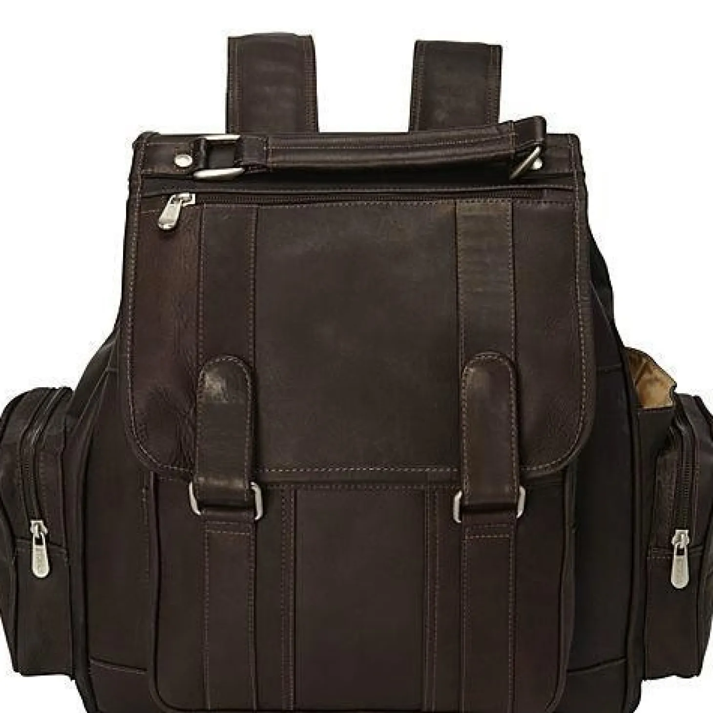 Piel Leather Double Loop Flap-Over Laptop Backpack