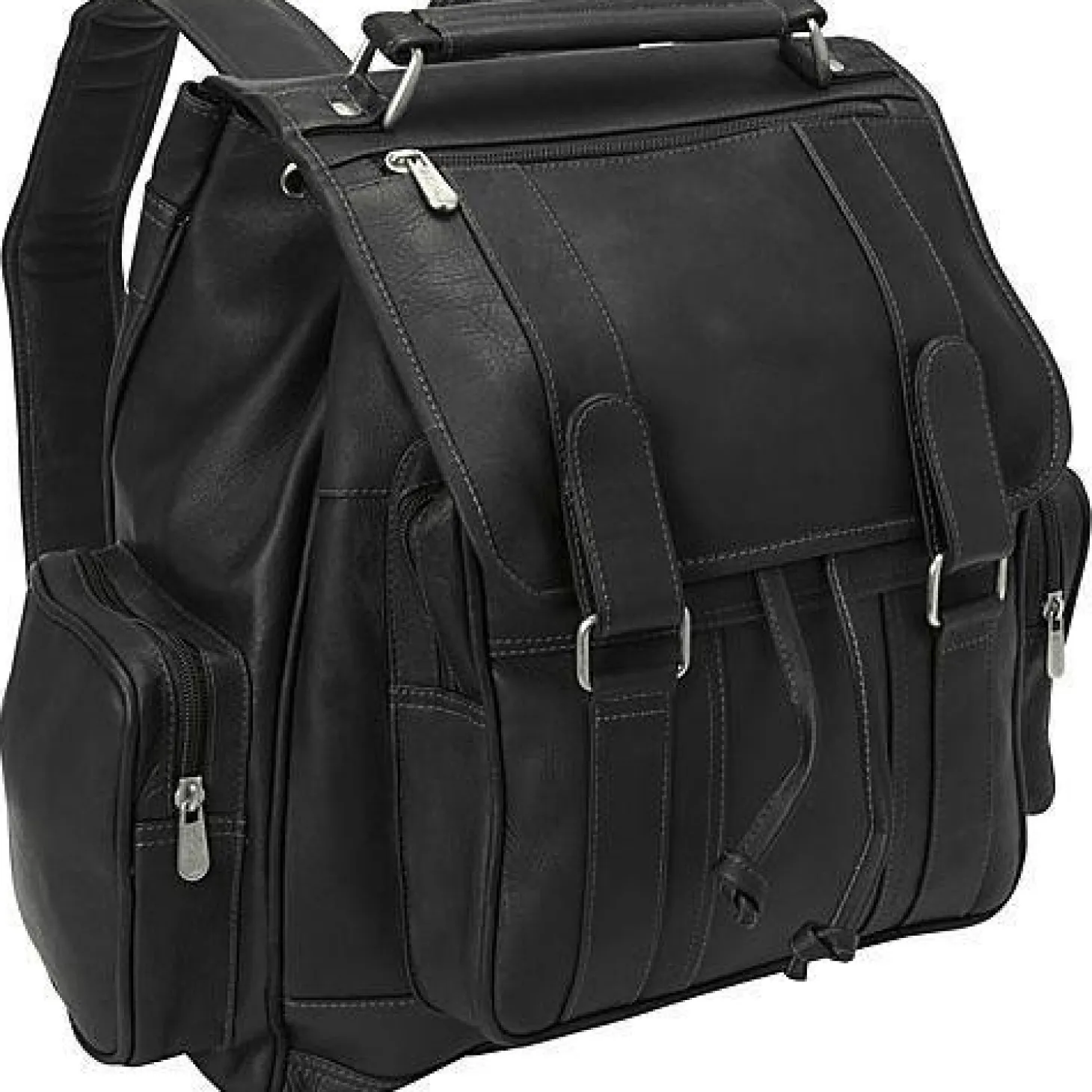 Piel Leather Double Loop Flap-Over Laptop Backpack