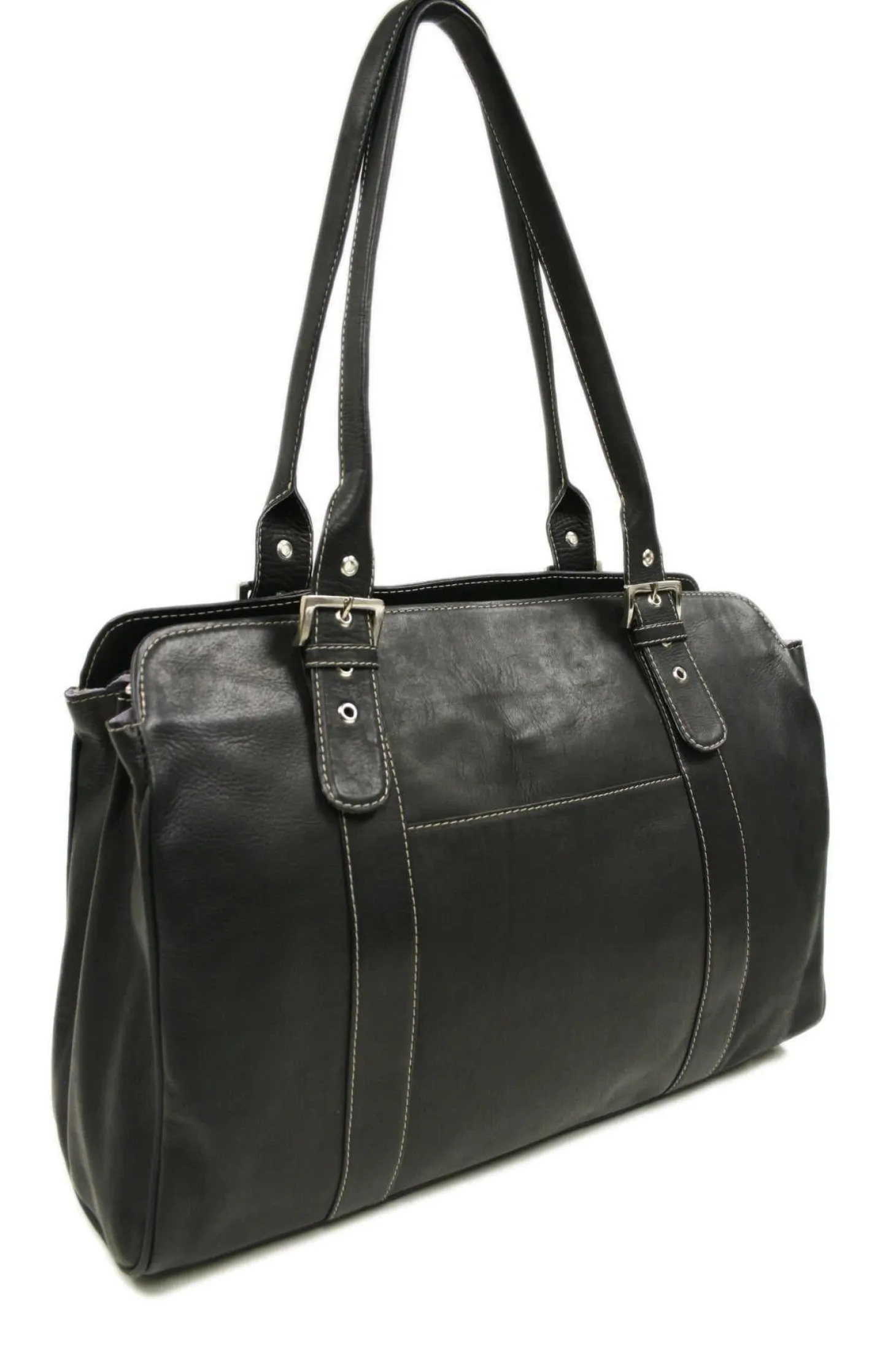 Piel Leather Ladies Buckle Laptop Tote