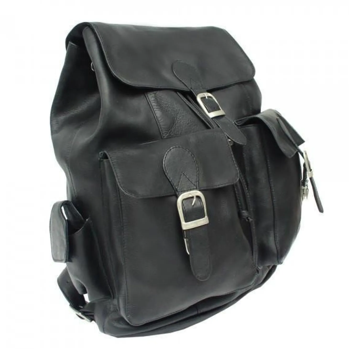 Piel Leather Large Buckle-Flap Backpack