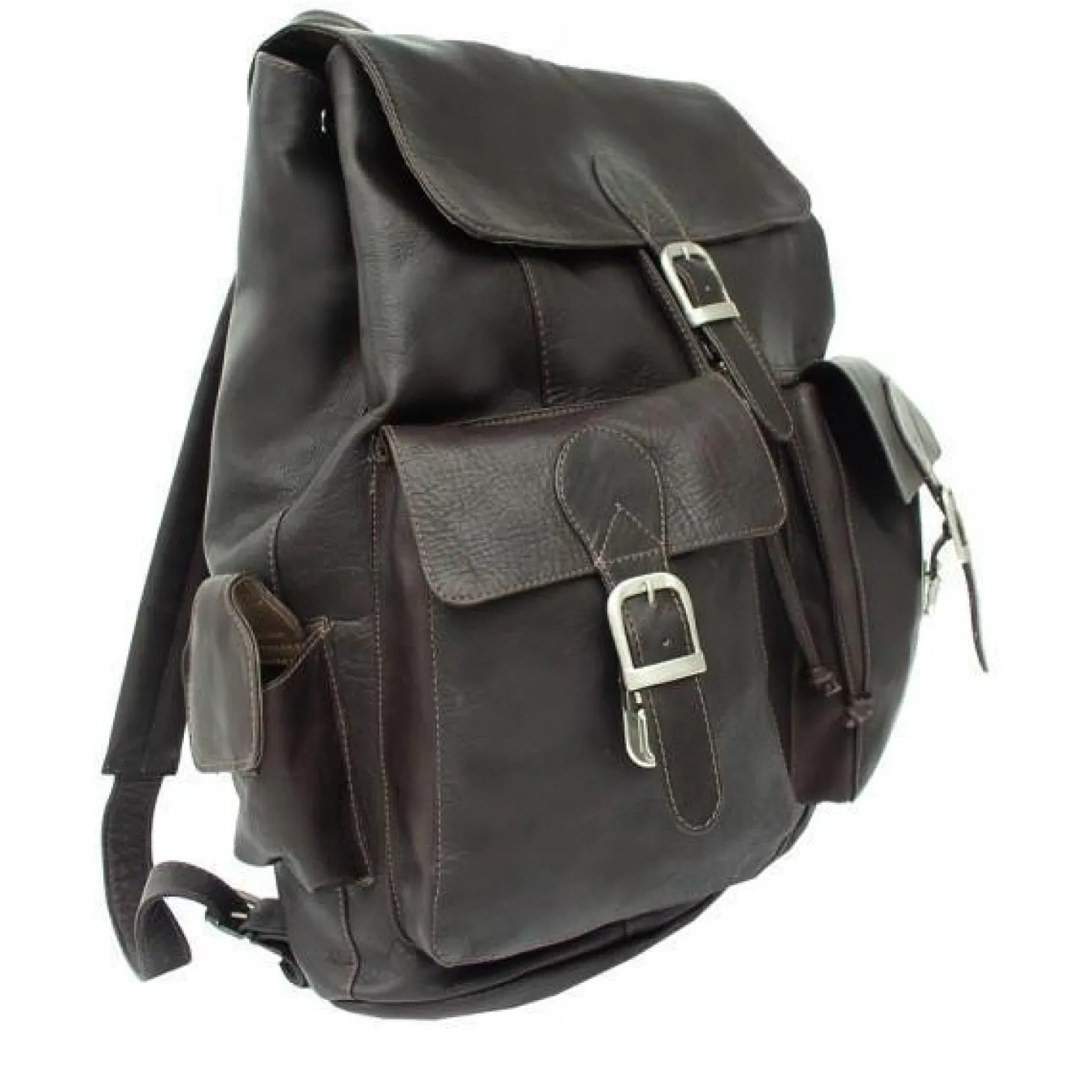 Piel Leather Large Buckle-Flap Backpack