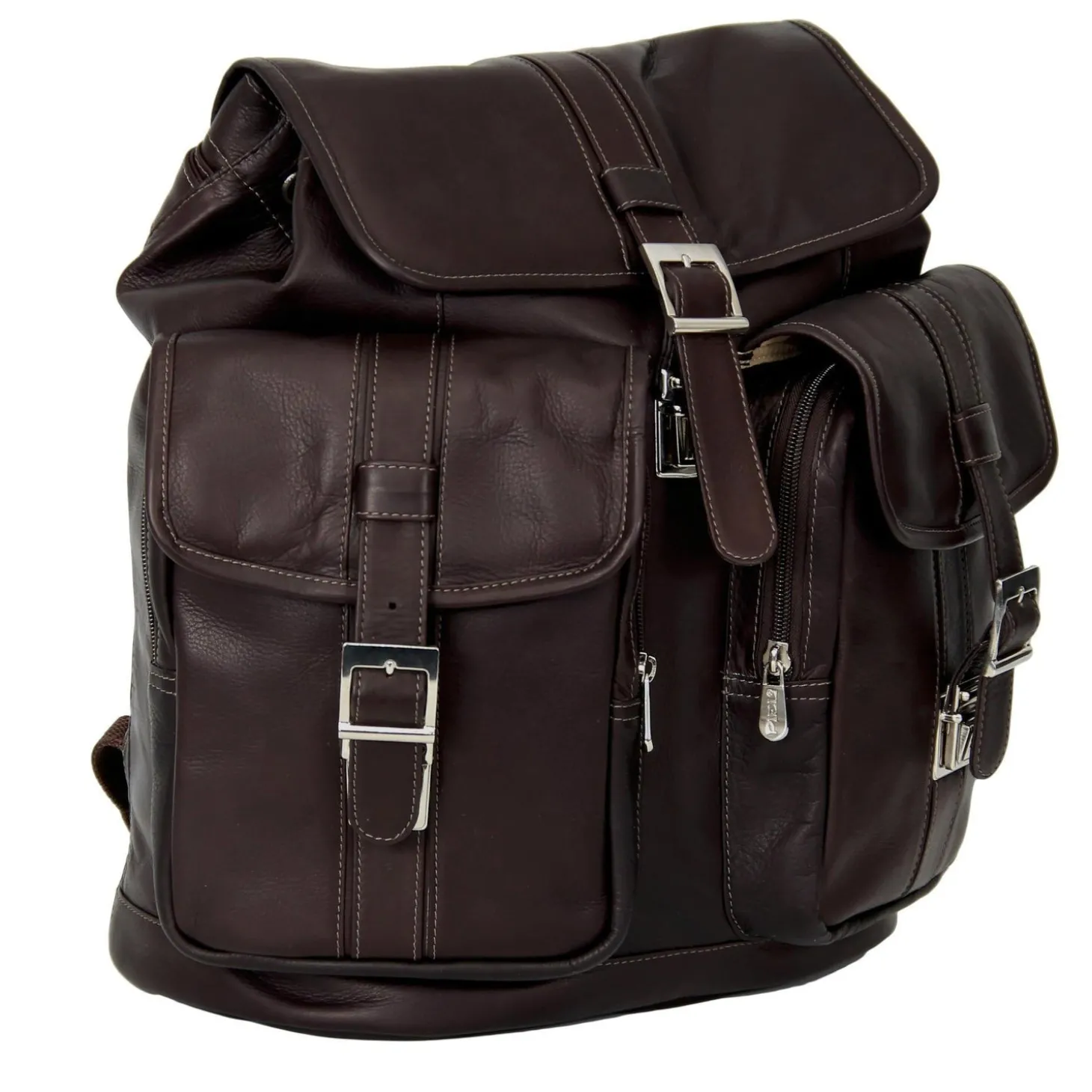 Piel Leather Medium Drawstring Backpack with Two Front Pockets