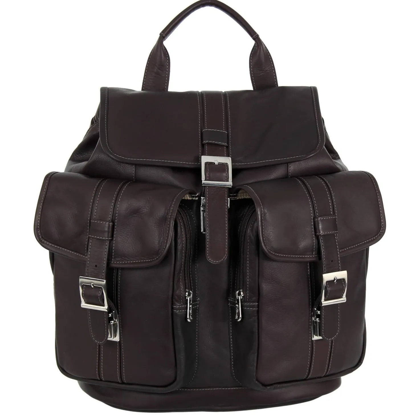 Piel Leather Medium Drawstring Backpack with Two Front Pockets