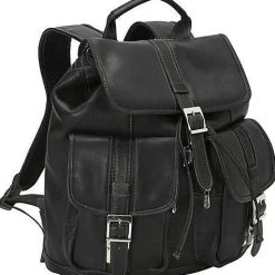 Piel Leather Medium Drawstring Backpack with Two Front Pockets