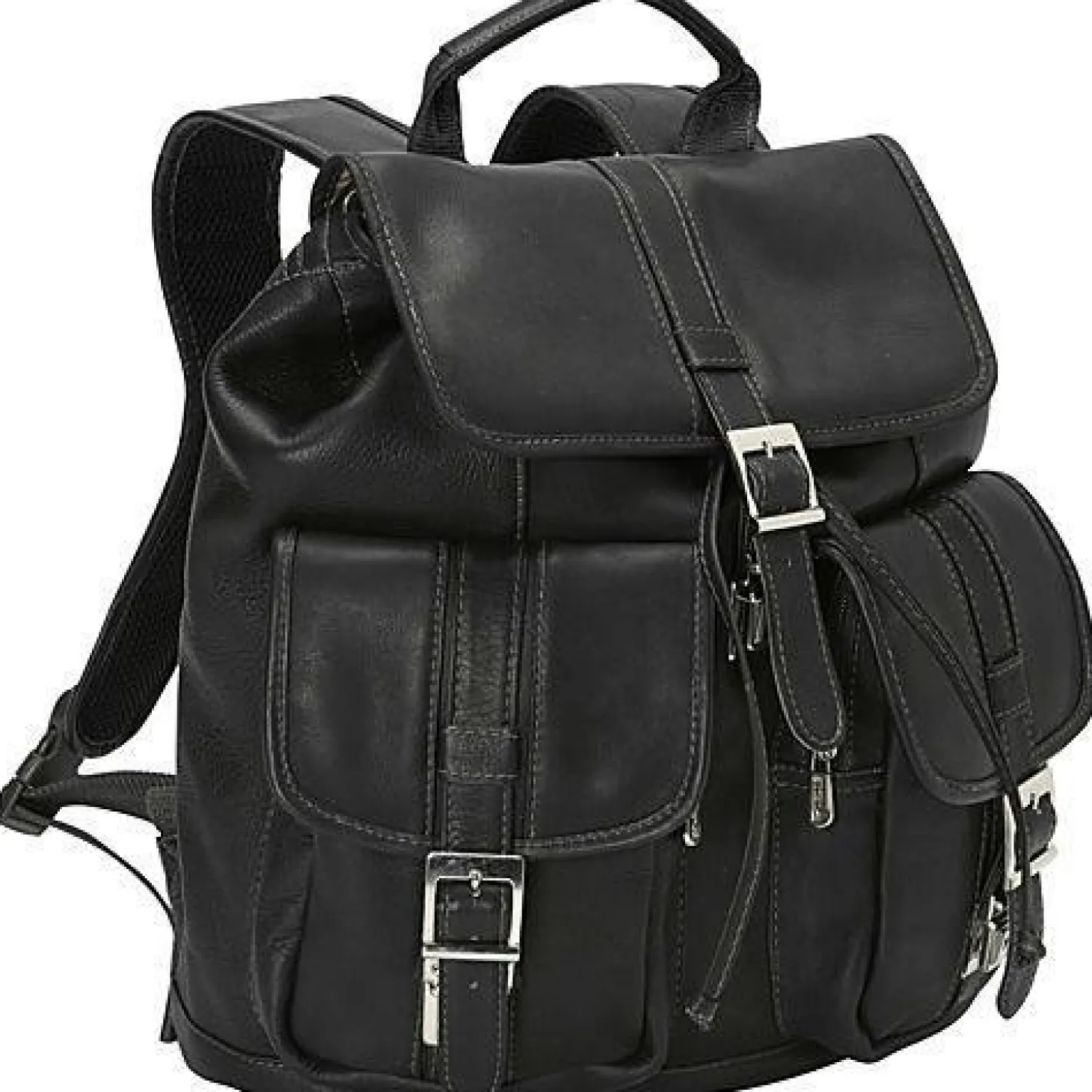 Piel Leather Medium Drawstring Backpack with Two Front Pockets