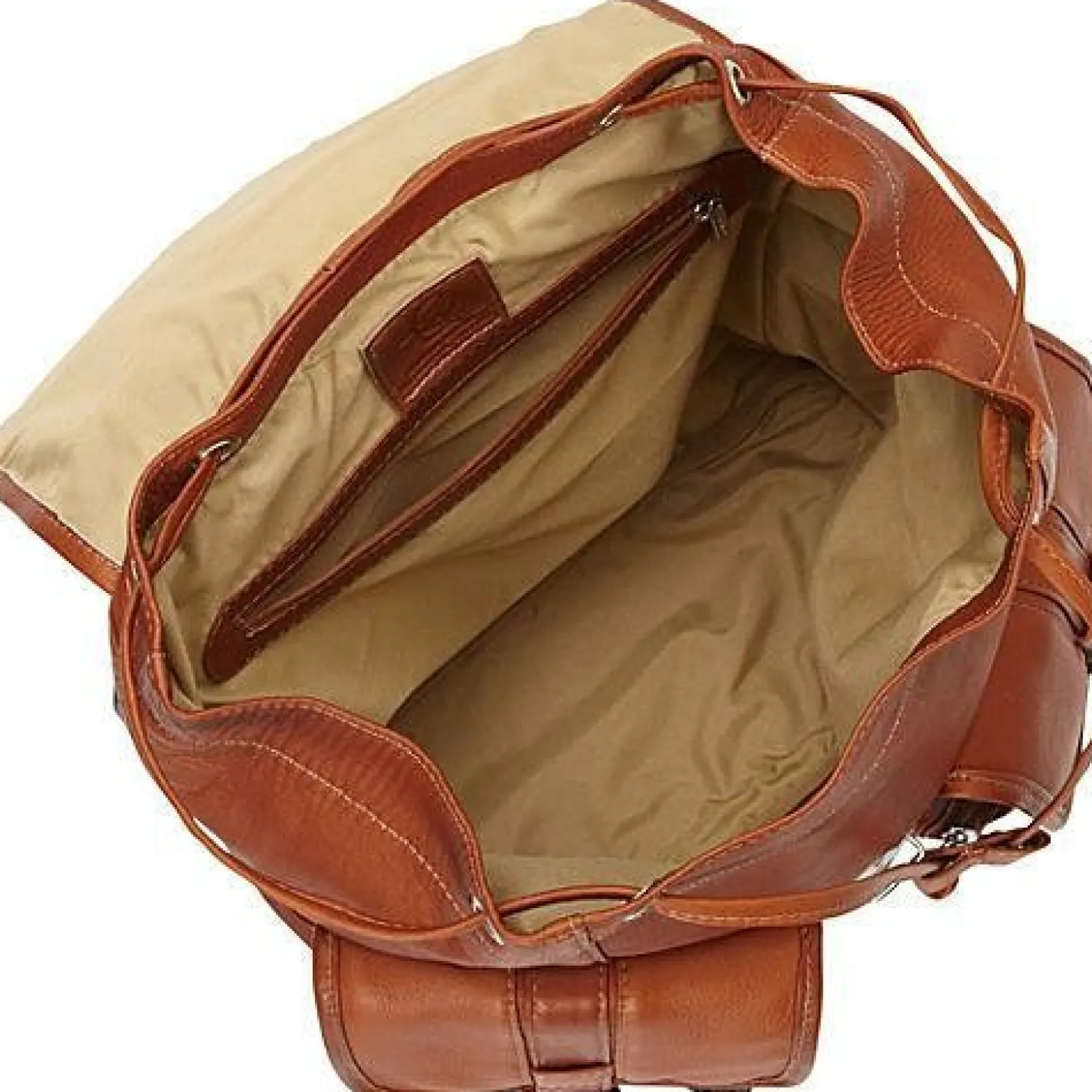 Piel Leather Medium Drawstring Backpack with Two Front Pockets