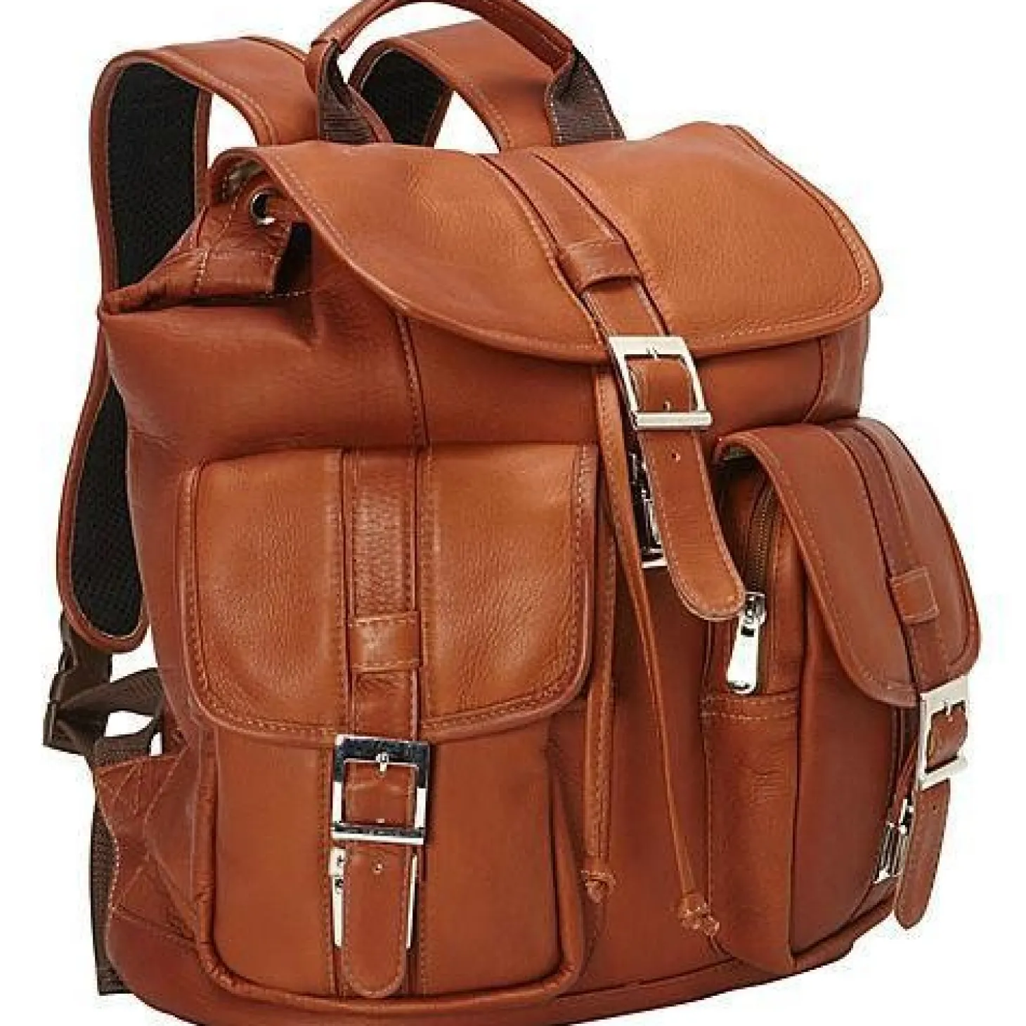 Piel Leather Medium Drawstring Backpack with Two Front Pockets