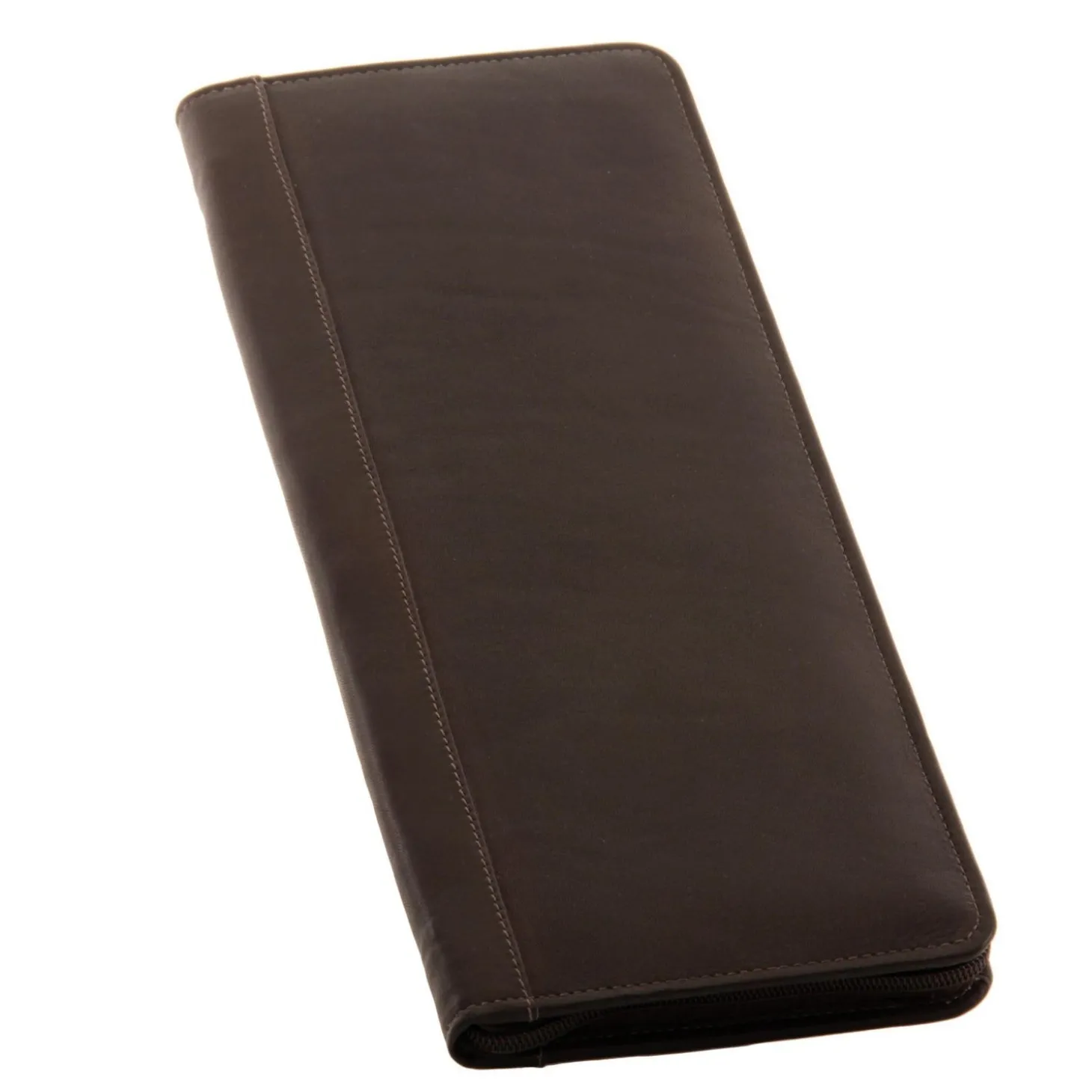 Piel Leather Zippered Tie Case With Snaps