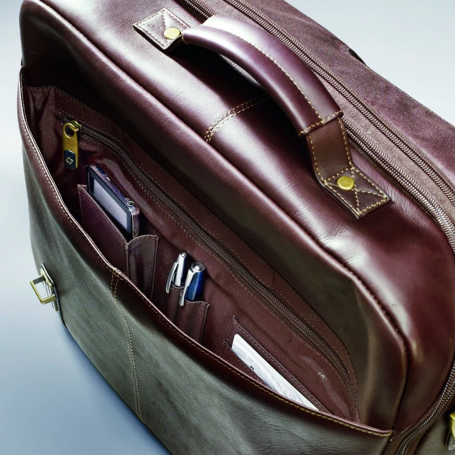 Samsonite Leather Business Cases Colombian Leather Flapover Case