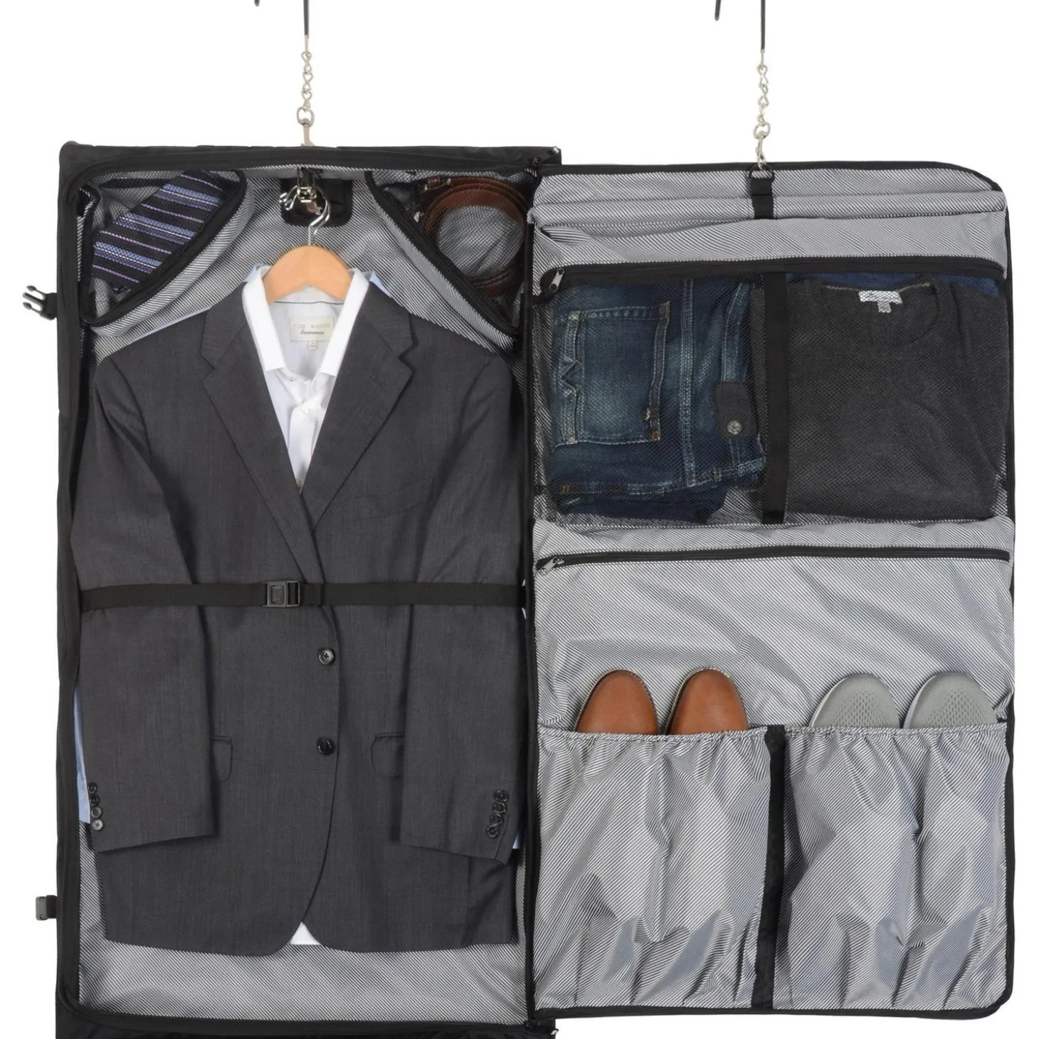 Wally Bags Solutions 45-inch Premium Garment Bag with Shoulder Strap and Multiple Pockets